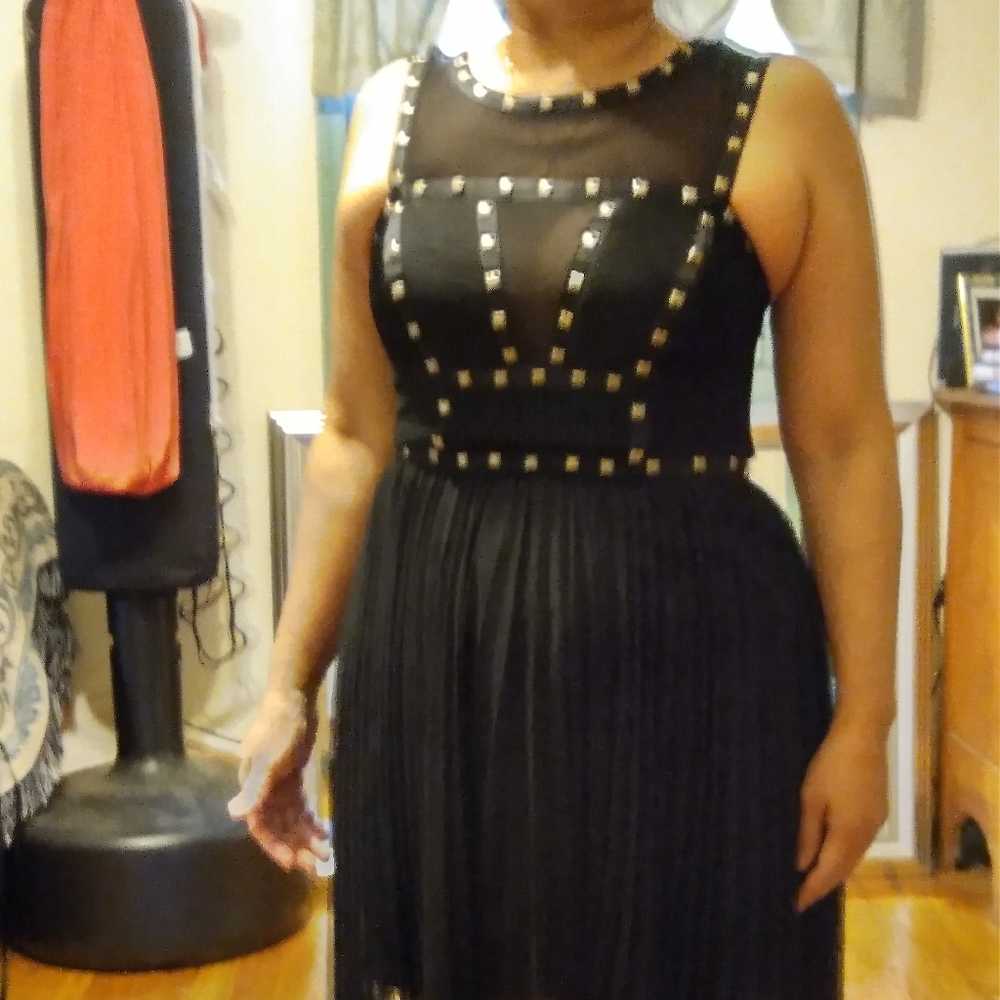 Black and gold studded LBD